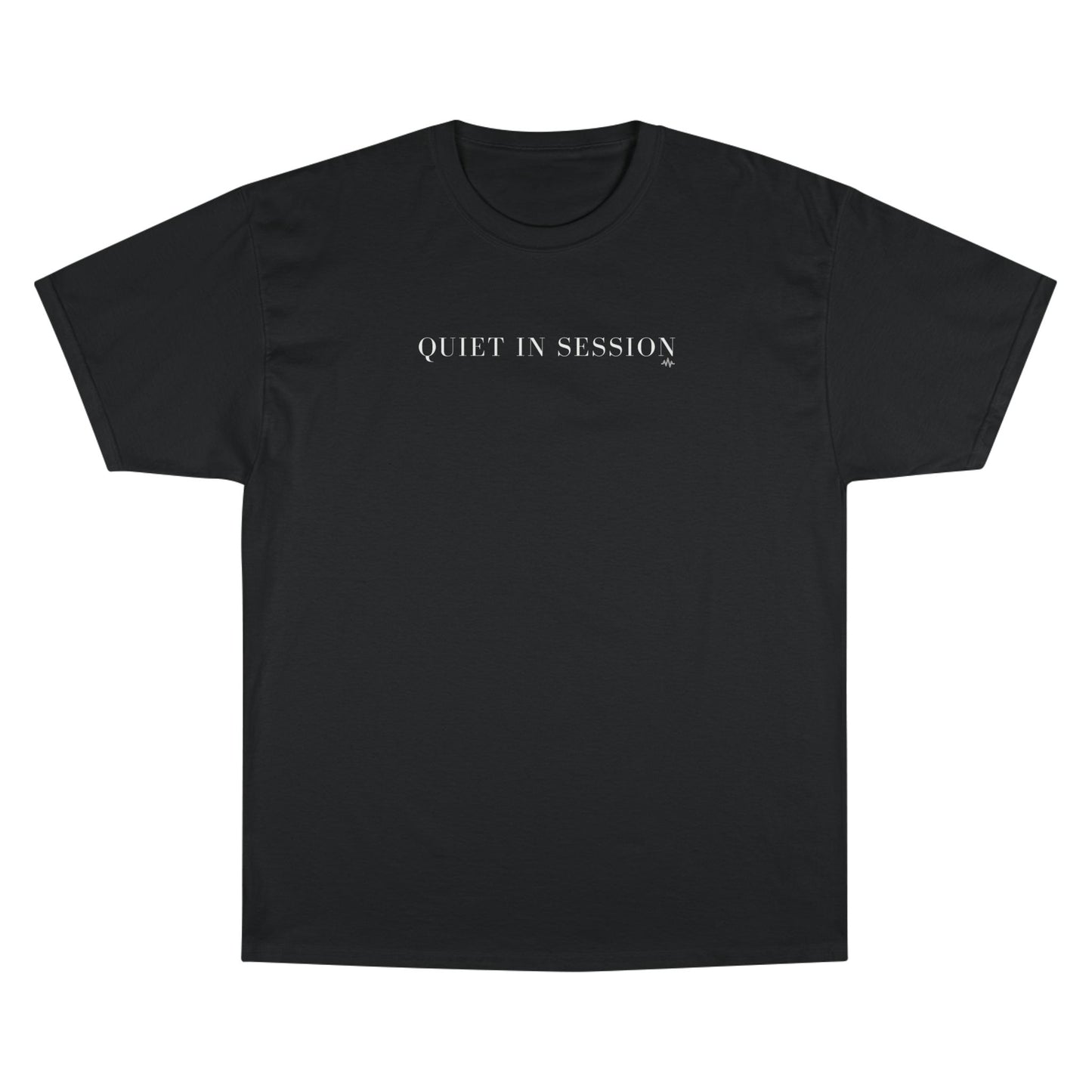 Quiet In Session Champion T-Shirt — Minimalist White Crewneck Tee