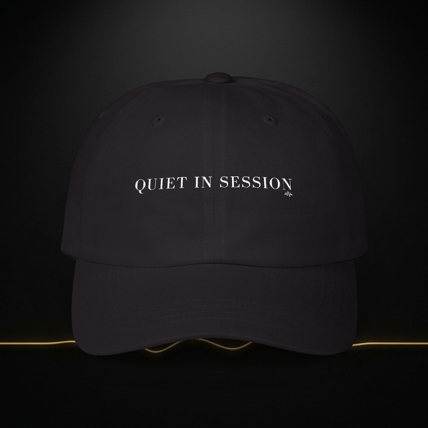 Embroidered 'Quiet in Session' Dad Cap — Relaxed Cotton Baseball Hat
