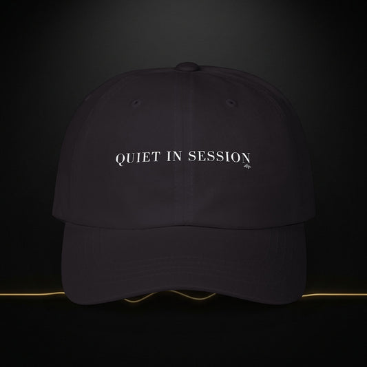 Embroidered 'Quiet in Session' Dad Cap — Relaxed Cotton Baseball Hat