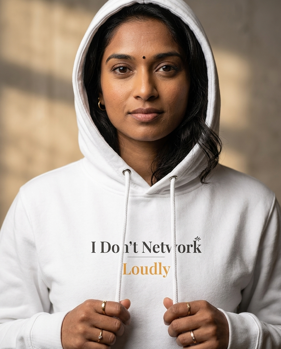 I Don’t Network Loudly Hoodie — Minimalist Heartbeat Logo Fleece Hoodie