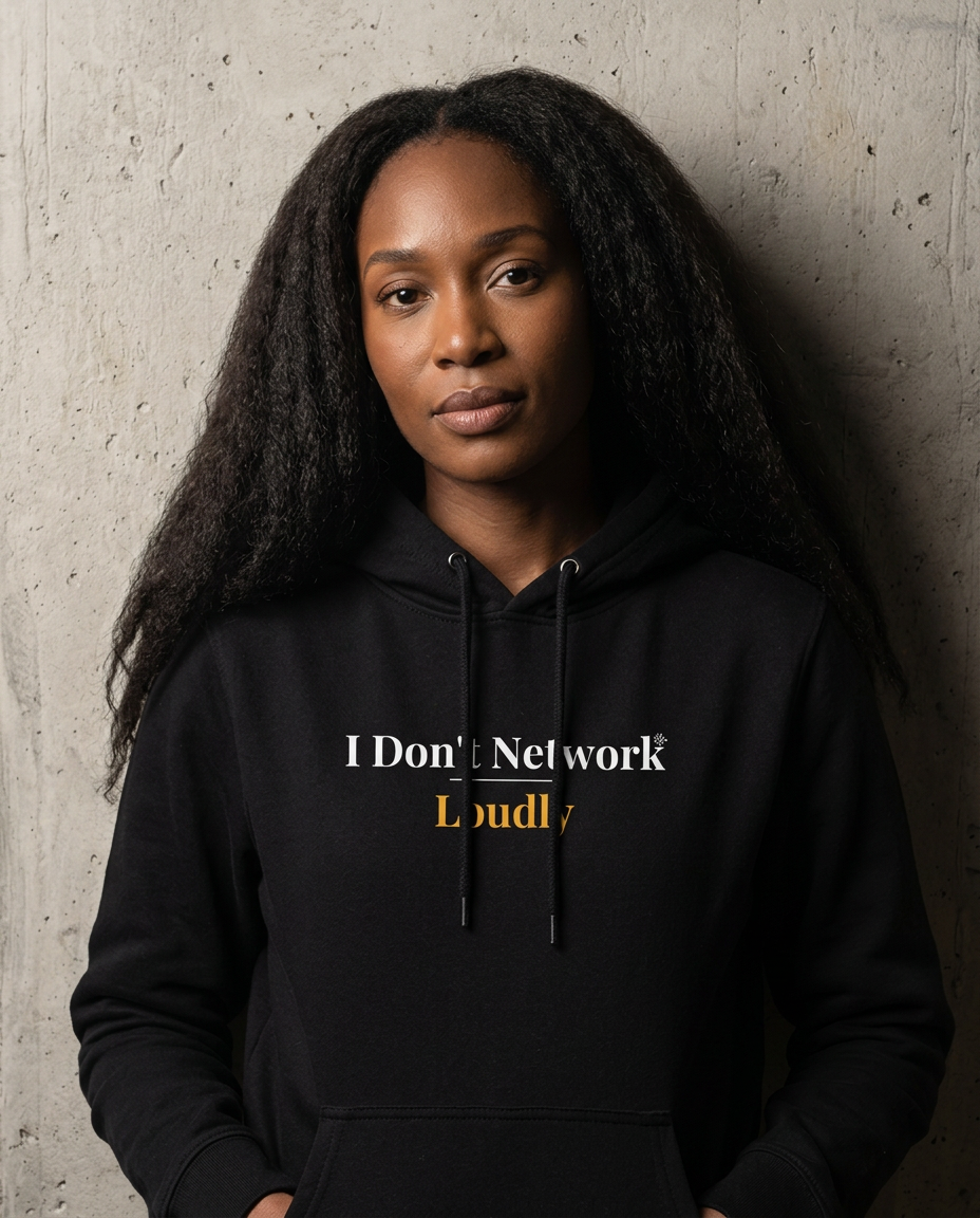 I Don’t Network Loudly Hoodie — Minimalist Heartbeat Logo Fleece Hoodie