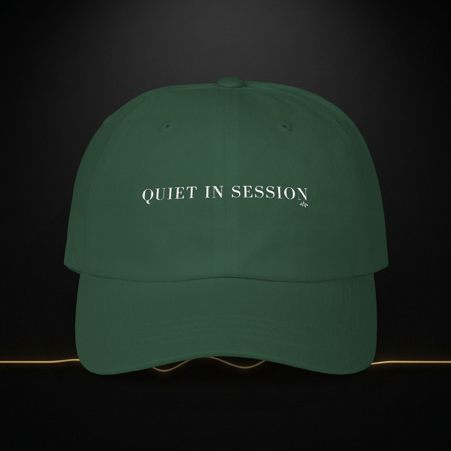 Embroidered 'Quiet in Session' Dad Cap — Relaxed Cotton Baseball Hat