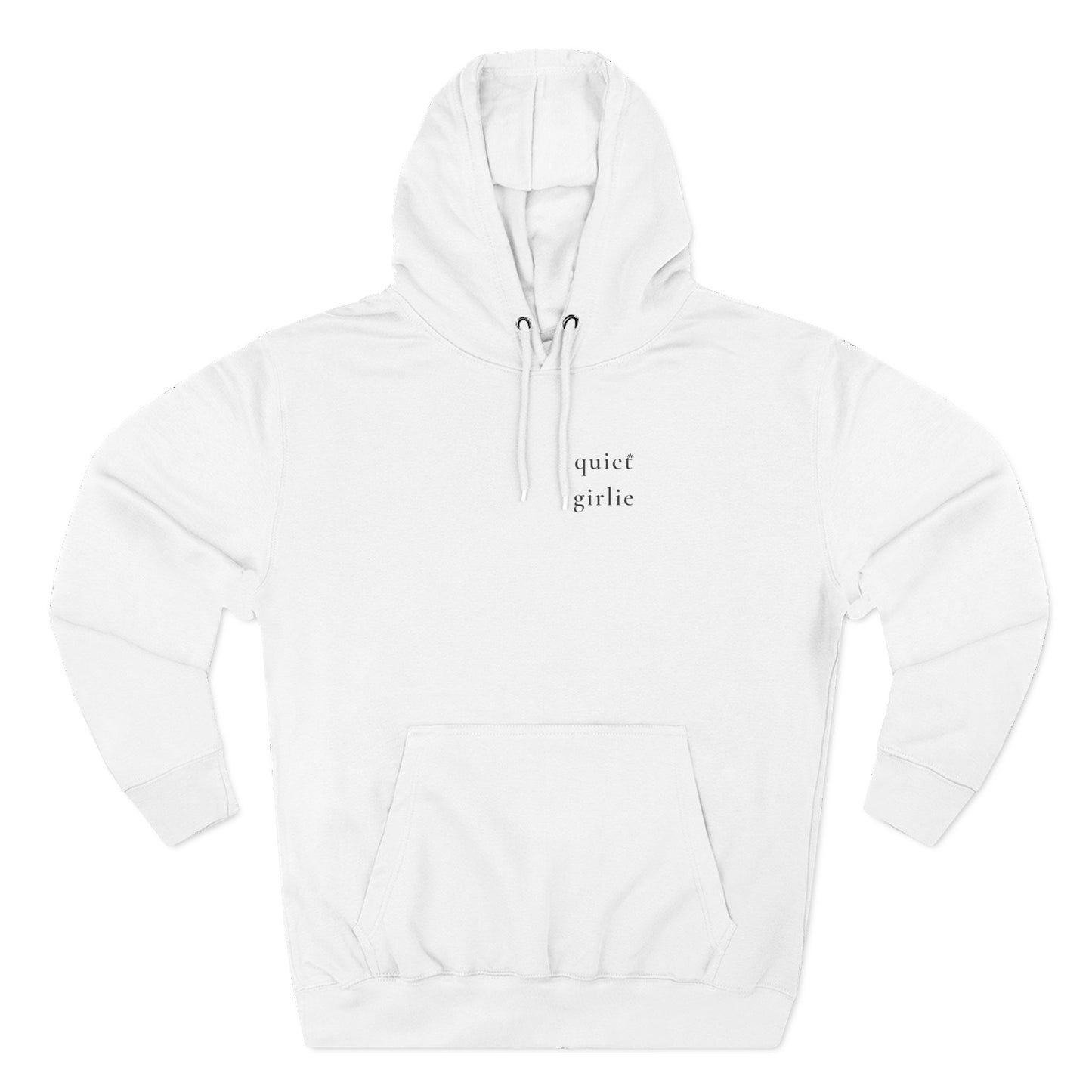 Quiet Girlie Minimalist Hoodie — Soft White Fleece Pullover