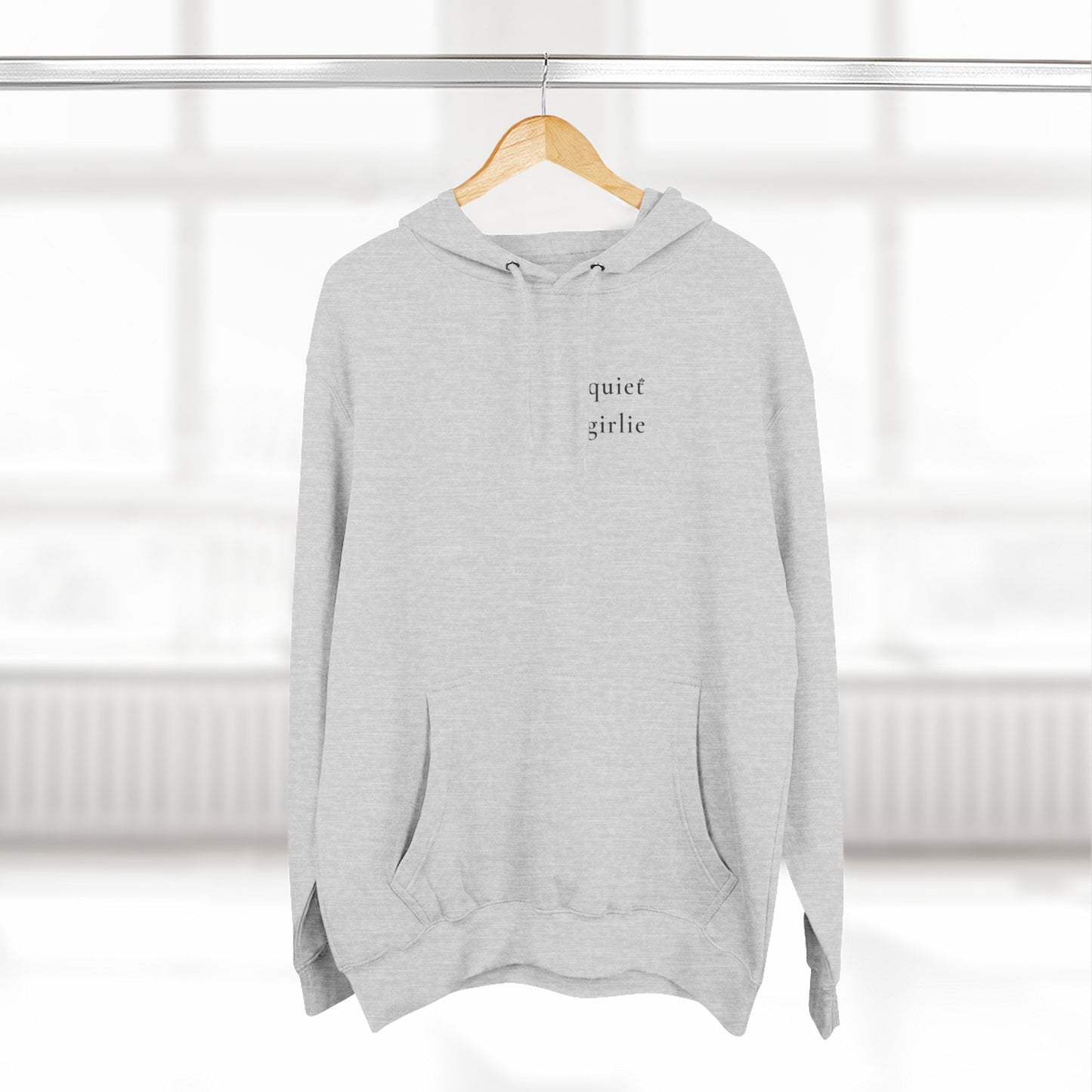 Quiet Girlie Minimalist Hoodie — Soft White Fleece Pullover