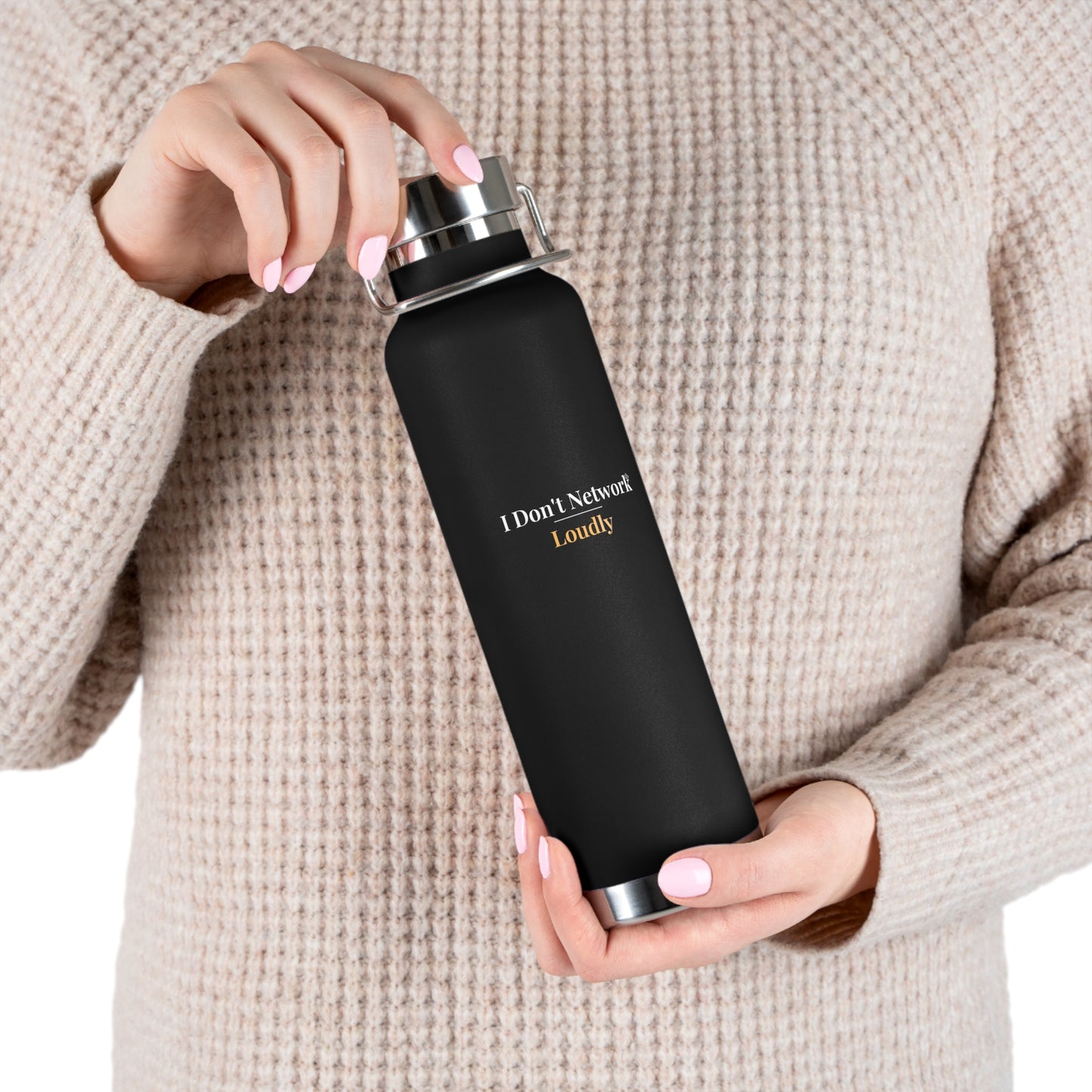 22oz Insulated Bottle — "I Don't Network Loudly" Minimalist Travel Flask