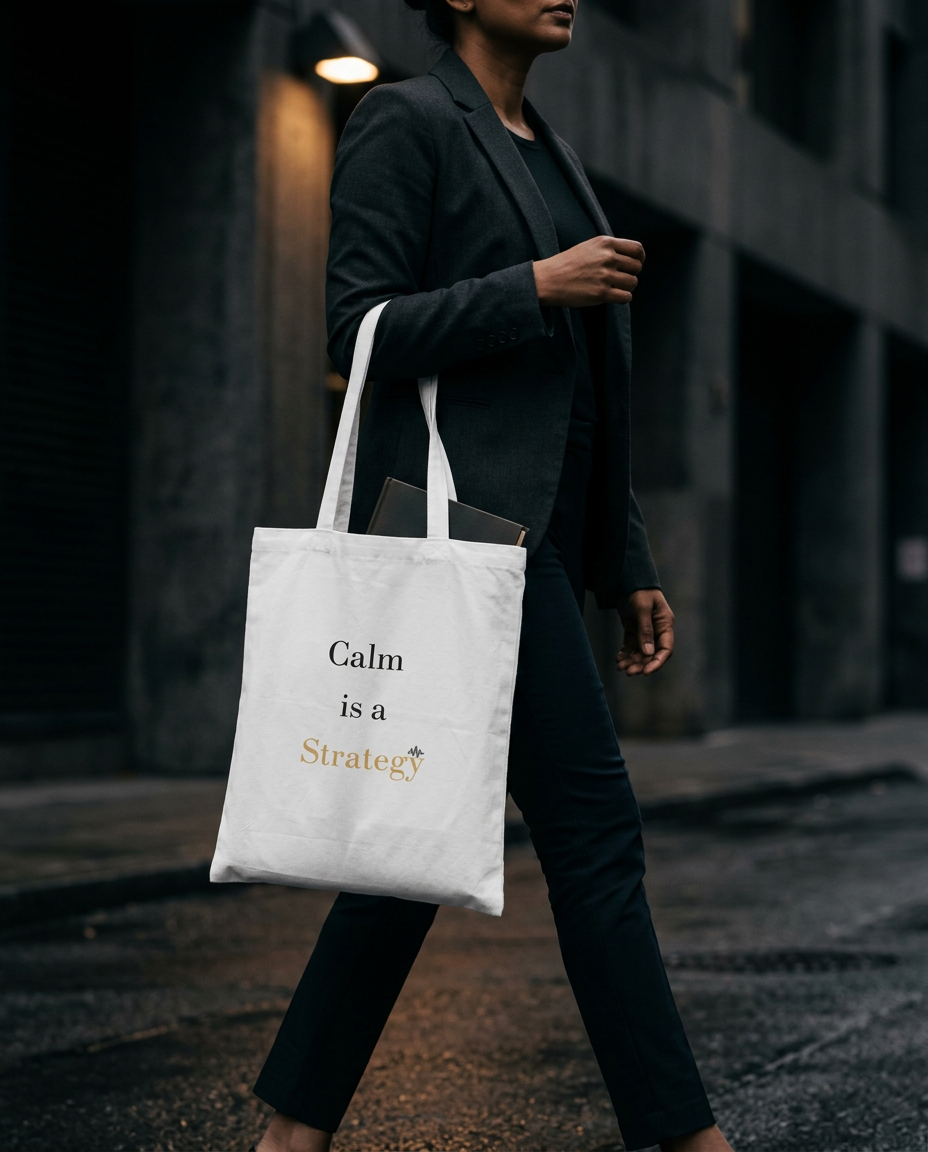 "Calm is a Strategy" Tote Bag