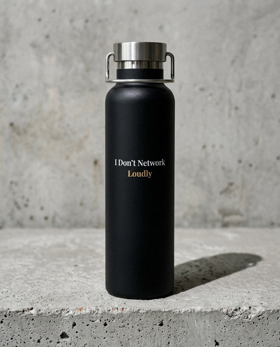 22oz Insulated Bottle — "I Don't Network Loudly" Minimalist Travel Flask