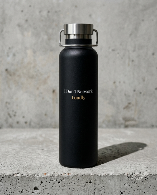 22oz Insulated Bottle — "I Don't Network Loudly" Minimalist Travel Flask