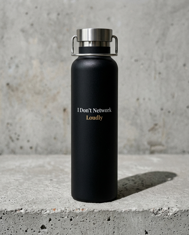 22oz Insulated Bottle — "I Don't Network Loudly" Minimalist Travel Flask