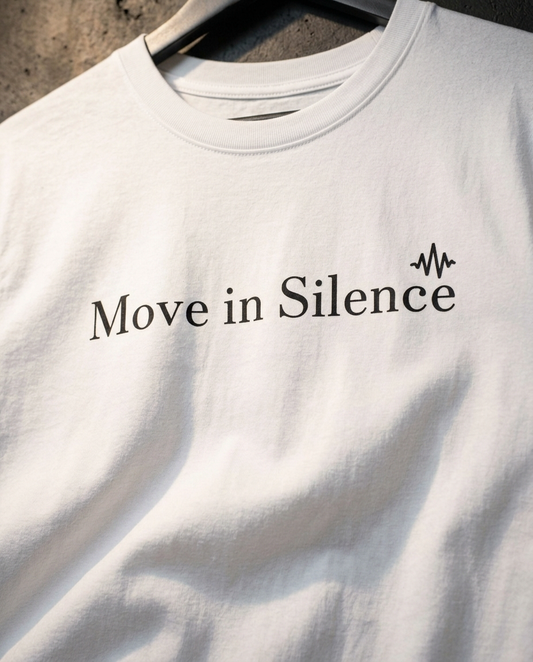Move in Silence Champion T-Shirt — Minimalist Motivational Tee